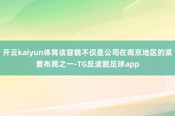 开云kaiyun体育该容貌不仅是公司在南京地区的紧要布局之一-TG反波胆足球app