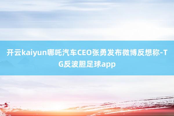 开云kaiyun哪吒汽车CEO张勇发布微博反想称-TG反波胆足球app