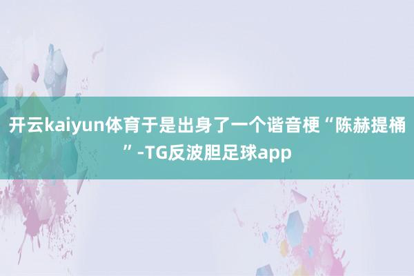 开云kaiyun体育于是出身了一个谐音梗“陈赫提桶”-TG反波胆足球app