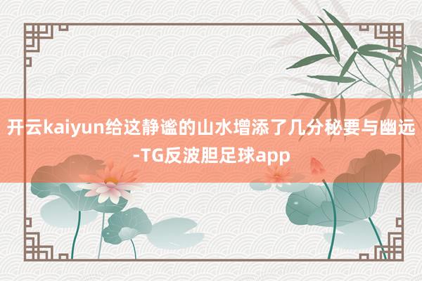 开云kaiyun给这静谧的山水增添了几分秘要与幽远-TG反波胆足球app