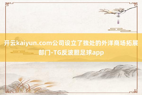 开云kaiyun.com公司设立了独处的外洋商场拓展部门-TG反波胆足球app