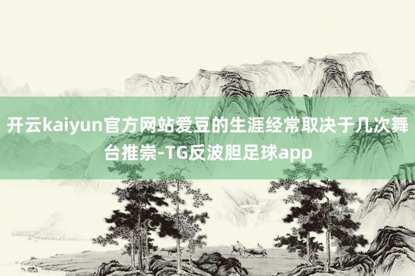 开云kaiyun官方网站爱豆的生涯经常取决于几次舞台推崇-TG反波胆足球app