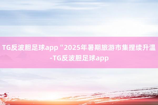 TG反波胆足球app“2025年暑期旅游市集捏续升温-TG反波胆足球app
