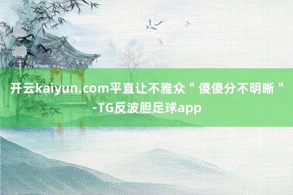 开云kaiyun.com平直让不雅众＂傻傻分不明晰＂-TG反波胆足球app