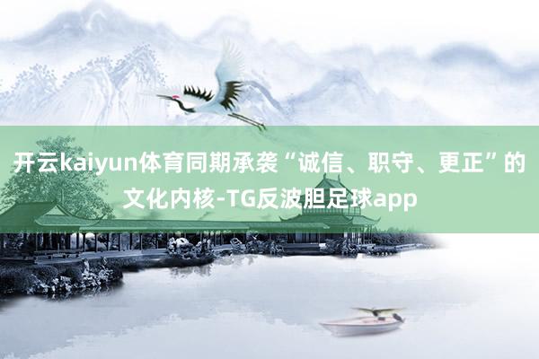 开云kaiyun体育同期承袭“诚信、职守、更正”的文化内核-TG反波胆足球app