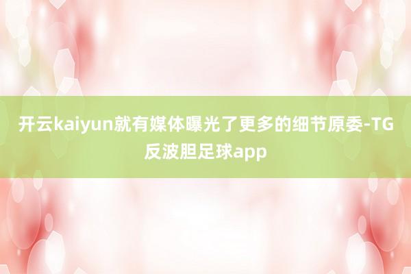 开云kaiyun就有媒体曝光了更多的细节原委-TG反波胆足球app