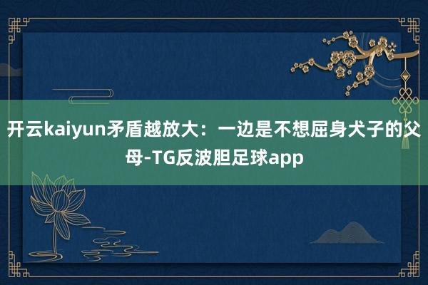 开云kaiyun矛盾越放大：一边是不想屈身犬子的父母-TG反波胆足球app