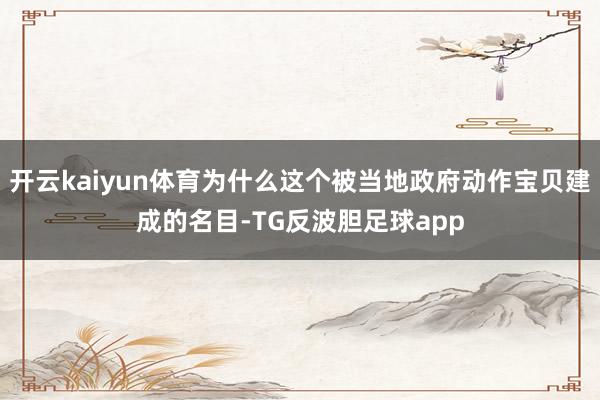开云kaiyun体育为什么这个被当地政府动作宝贝建成的名目-TG反波胆足球app
