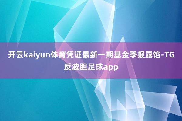 开云kaiyun体育凭证最新一期基金季报露馅-TG反波胆足球app