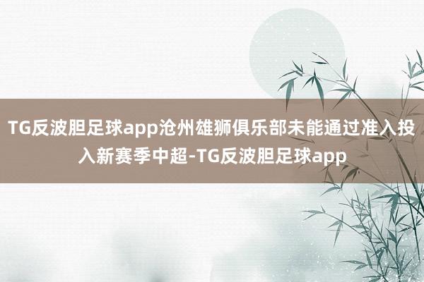 TG反波胆足球app沧州雄狮俱乐部未能通过准入投入新赛季中超-TG反波胆足球app