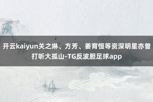 开云kaiyun关之琳、方芳、姜育恒等资深明星亦曾打听大孤山-TG反波胆足球app