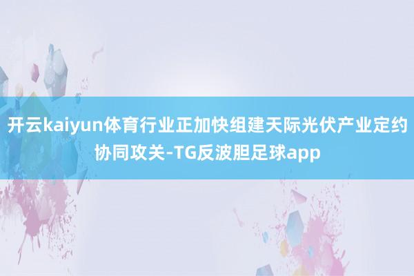 开云kaiyun体育行业正加快组建天际光伏产业定约协同攻关-TG反波胆足球app