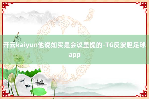 开云kaiyun他说如实是会议里提的-TG反波胆足球app