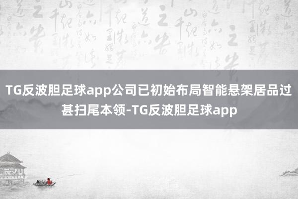 TG反波胆足球app公司已初始布局智能悬架居品过甚扫尾本领-TG反波胆足球app